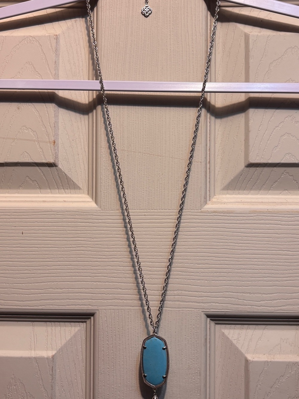 Kendra Scott Silver Chain Necklace with Turquoise Pendant